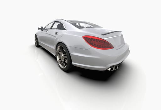 Generic and Brandless Luxury Car Isolated on White 3d Illustration, Contemporary Sedan Studio, Dealership Automobile Industry, Auto Transport, Infographics Automotive Background, City Vehicle Template