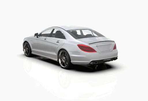 Generic and Brandless Luxury Car Isolated on White 3d Illustration, Contemporary Sedan Studio, Dealership Automobile Industry, Auto Transport, Infographics Automotive Background, City Vehicle Template