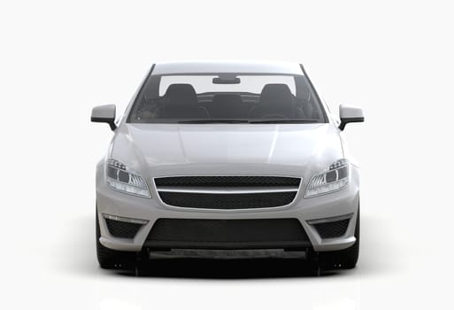 Generic and Brandless Luxury Car Isolated on White 3d Illustration, Contemporary Sedan Studio, Dealership Automobile Industry, Auto Transport, Infographics Automotive Background, City Vehicle Template