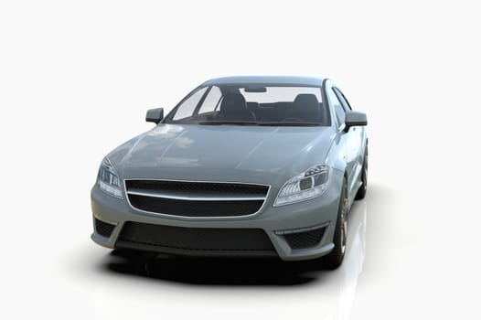 Generic and Brandless Luxury Car Isolated on White 3d Illustration, Contemporary Sedan Studio, Dealership Automobile Industry, Auto Transport, Infographics Automotive Background, City Vehicle Template