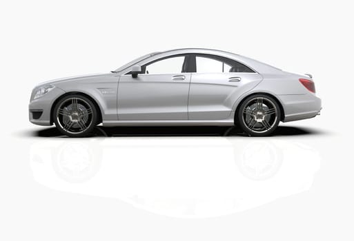 Generic and Brandless Luxury Car Isolated on White 3d Illustration, Contemporary Sedan Studio, Dealership Automobile Industry, Auto Transport, Infographics Automotive Background, City Vehicle Template