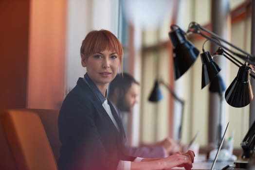 business woman working on computer at modern office