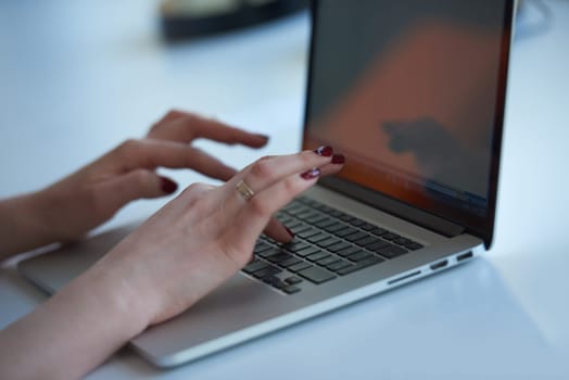 business woman working on computer at modern office