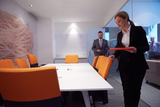 business people group with young adults and senior on meeting at modern bright office interior.