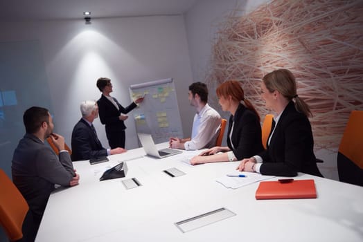 business people group with young adults and senior on meeting at modern bright office interior.
