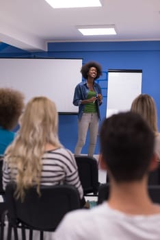 Young african american Speaker Seminar Corporate Business Meeting Concept
