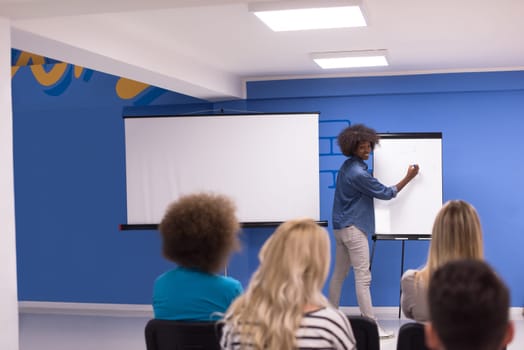 Young african american Speaker Seminar Corporate Business Meeting Concept