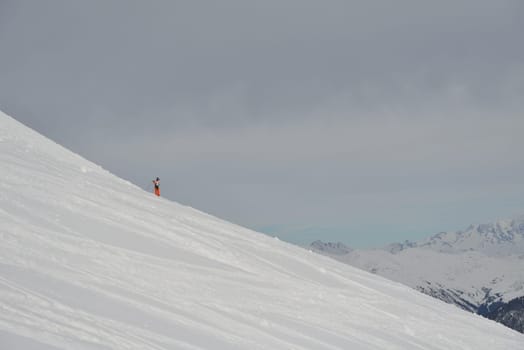 winter mountains beautiful alpine panoramic view of fresh snow capped French alps