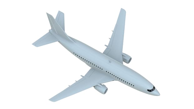 Commercial Passenger Plane in Air on White, Vacation Travel by Air Transport, Airliner Take Off Flying, Aircraft Flight and Aviation Route Airline Sign, Aviation Cargo Service 3d Illustration