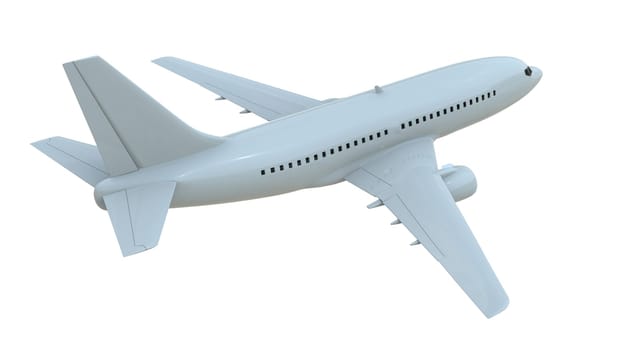 Commercial Passenger Plane in Air on White, Vacation Travel by Air Transport, Airliner Take Off Flying, Aircraft Flight and Aviation Route Airline Sign, Aviation Cargo Service 3d Illustration