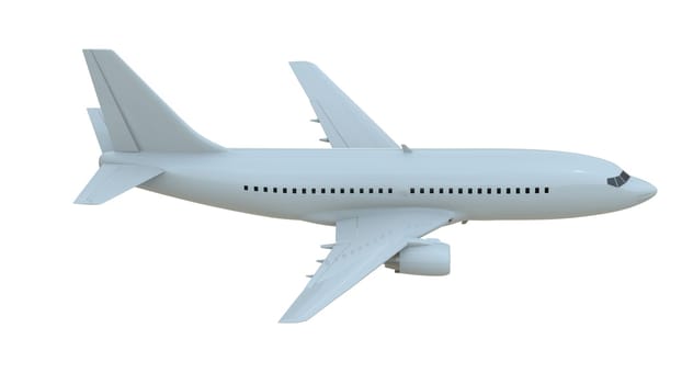 Commercial Passenger Plane in Air on White, Vacation Travel by Air Transport, Airliner Take Off Flying, Aircraft Flight and Aviation Route Airline Sign, Aviation Cargo Service 3d Illustration