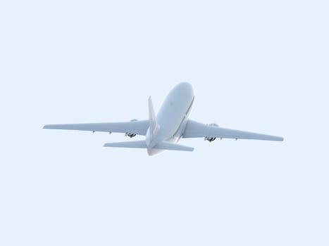 Commercial Passenger Plane in Air in Sky, Vacation Travel by Air Transport, Airliner Take Off Flying, Aircraft Flight and Aviation Route Airline Sign, Aviation Cargo Service 3d Illustration