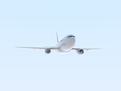 Commercial Passenger Plane in Air in Sky, Vacation Travel by Air Transport, Airliner Take Off Flying, Aircraft Flight and Aviation Route Airline Sign, Aviation Cargo Service 3d Illustration