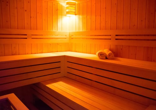 Empty wooden sauna