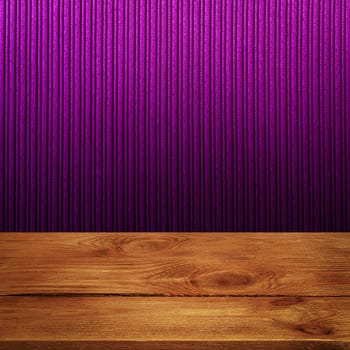 The background is blank wooden boards and a textured striped wall with gradient lighting and vignetting. For product demonstrations, free space, layout, mockup, perspective board, background board.
