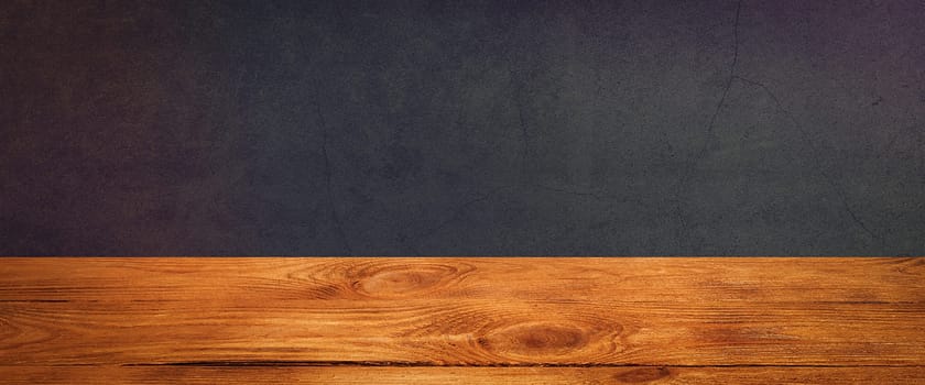 The background is blank wooden boards and a textured plastered wall with lighting and vignetting. For product demonstrations, free space, layout, mockup, perspective board, background board.
