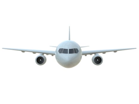 Commercial Passenger Plane in Air on White, Vacation Travel by Air Transport, Airliner Take Off Flying, Aircraft Flight and Aviation Route Airline Sign, Aviation Cargo Service 3d Illustration