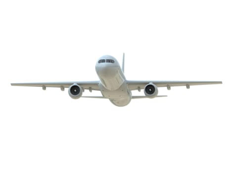 Commercial Passenger Plane in Air on White, Vacation Travel by Air Transport, Airliner Take Off Flying, Aircraft Flight and Aviation Route Airline Sign, Aviation Cargo Service 3d Illustration
