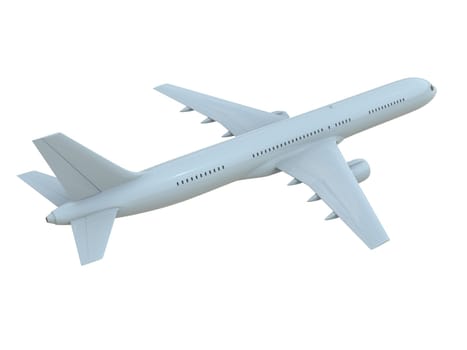 Commercial Passenger Plane in Air on White, Vacation Travel by Air Transport, Airliner Take Off Flying, Aircraft Flight and Aviation Route Airline Sign, Aviation Cargo Service 3d Illustration