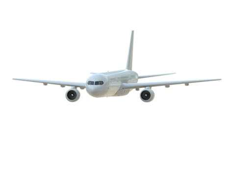 Commercial Passenger Plane in Air on White, Vacation Travel by Air Transport, Airliner Take Off Flying, Aircraft Flight and Aviation Route Airline Sign, Aviation Cargo Service 3d Illustration