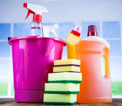 Group of assorted cleaning and window background