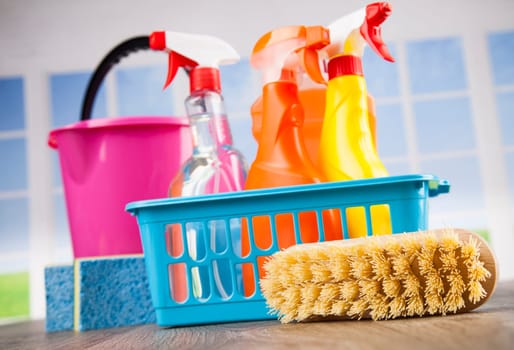 Group of assorted cleaning and window background