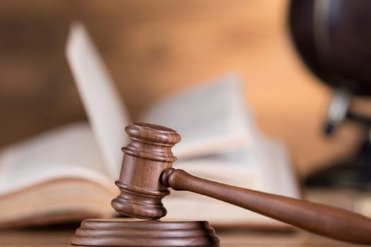 Mallet, legal code and statue of justice, Law concept