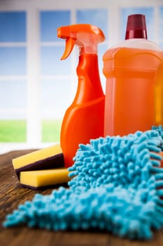 Group of assorted cleaning and window background