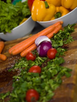 delicious assortment of farm fresh vegetables in restaurant kitchen
