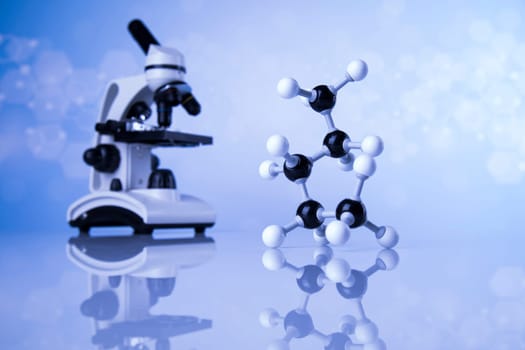 Laboratory beakers,Science experiment, blue background