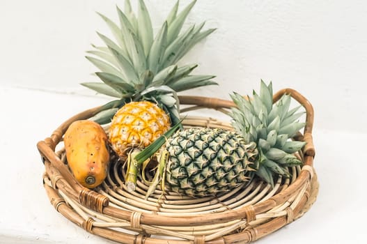 Hawaiian pineapples background. Summer fruit idea