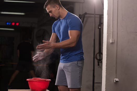 Gym Chalk Magnesium Carbonate hands clapping man for climbing workout