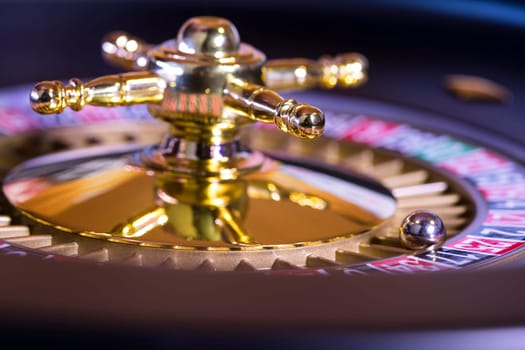 Roulette wheel running in a casino