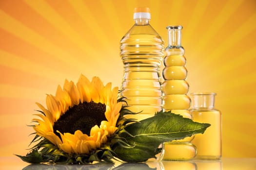 Sunflower oil, Cooking oils, bottles  background