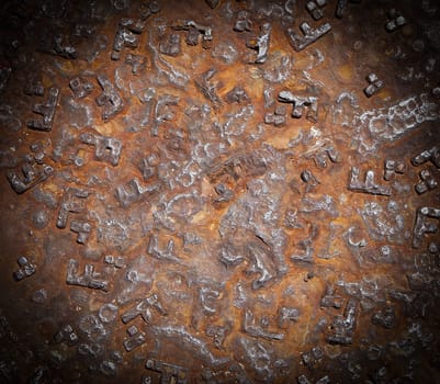 The Detail of the rusty pattern from a manhole cover