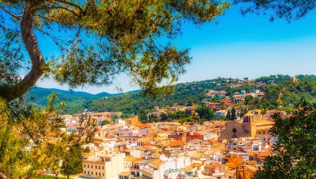 The Tossa de mar, Costa Brava, Spain: Old Town with blue sky.