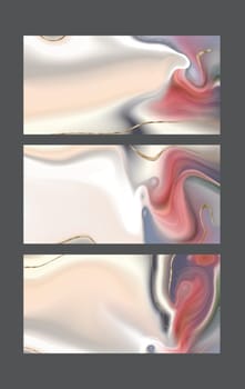 Pastel fluid marble agate pattern, gold texture, abstract background. Set of different designs. Modern colourful trendy background. Wave colour Liquid shape. Abstract design. 3D Illustration