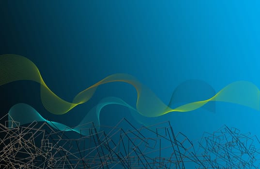 Abstract wave background. Ocean sea water, ecology. Beautiful motion waving texture in blue. Abstract lines design template for brochures, flyers. Illustration