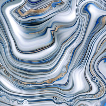 Abstract Agate Marble Background in pastel blue grey white gold. Fluid marbling effect, gold veins. Beautiful abstract design template for poster card invitation. Illustration