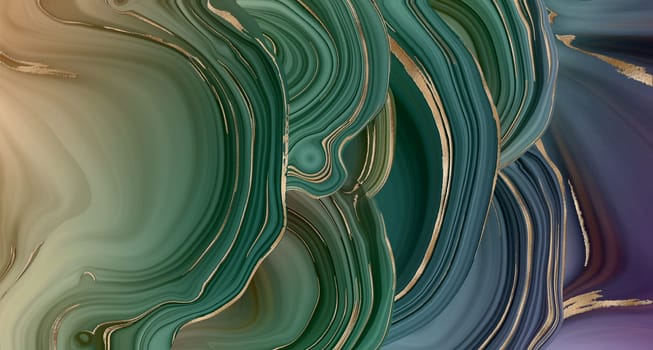 Agate slice, fluid marble, abstract background with gold stripe texture. Abstract fluid stone texture, marbled surface, digital marbling. Illustration