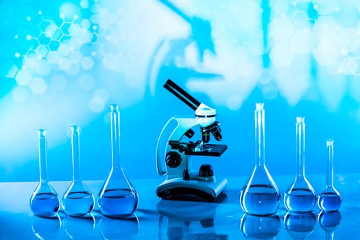Microscope, Glassware, Laboratory beakers,Science experiment