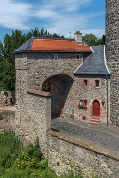 Brick wall with archway of the Friedberg castle, Hesse, Germany
