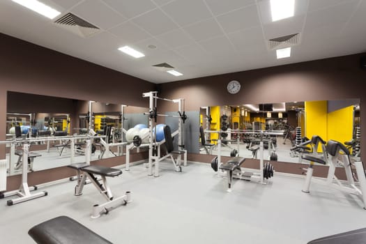 Modern gym with a special epuipment, horizontal