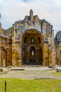 ruins of ninth century Benedictine abbey of Notre Dame in village of Alet les Bains in Aude France