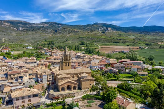 Church of San Esteban in Loarre Aragon Huesca Spain, in the background the Castle