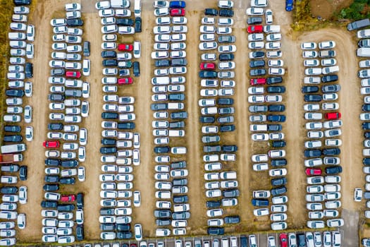 Parking lot or zone. Car parking area or space. Top aerial view.