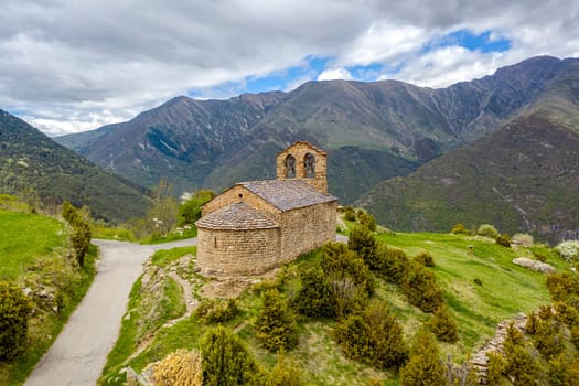 Roman Church of Hermitage of San Quirce de Durro (Catalonia - Spain). This is one of the nine churches which belongs to the UNESCO World Heritage Site