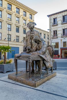 Bronze monument to architect Alberto de Churriguera and Frankish Count Jose del Castillo, Salamanca, Castile and Leon, Spain