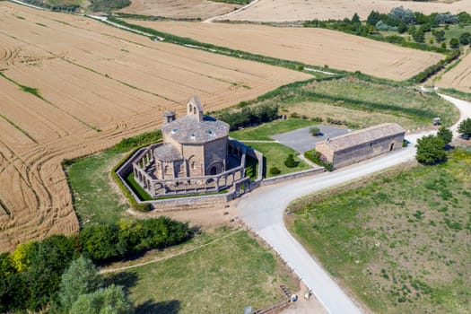 Santa Maria de Eunate is an ancient octagonal templar church on the Road to Santiago Spain