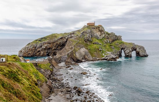 San Juan de Gazteluatxe Vizcay Spain. Ancient church/chapel on an island hill